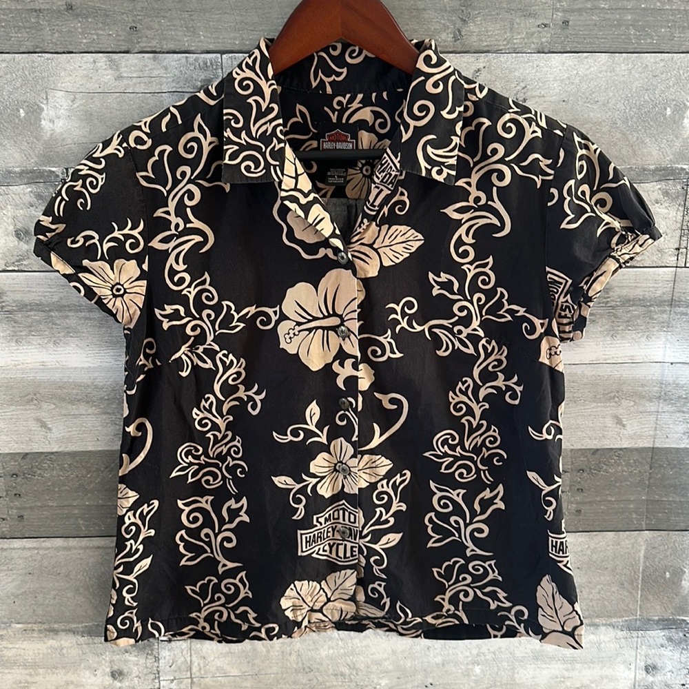 HARLEY-DAVIDSON HAWIIAN LOGO BUTTON WOMENS LARGE